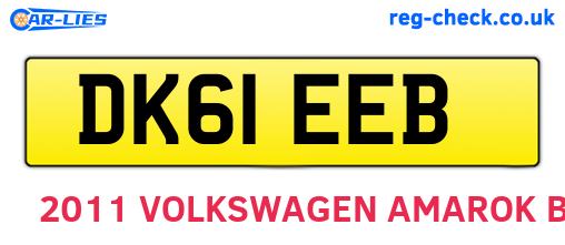 DK61EEB are the vehicle registration plates.