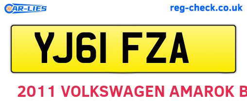 YJ61FZA are the vehicle registration plates.