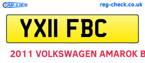YX11FBC are the vehicle registration plates.