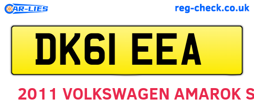 DK61EEA are the vehicle registration plates.