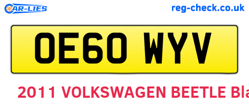 OE60WYV are the vehicle registration plates.