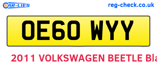 OE60WYY are the vehicle registration plates.