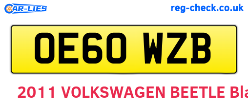 OE60WZB are the vehicle registration plates.