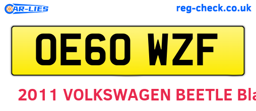 OE60WZF are the vehicle registration plates.