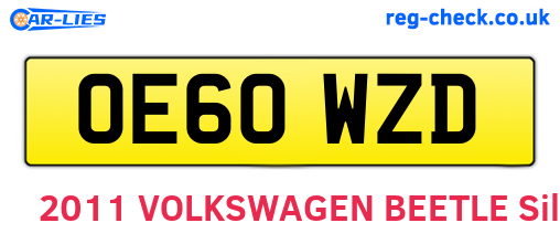 OE60WZD are the vehicle registration plates.