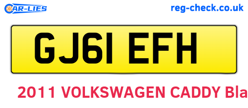 GJ61EFH are the vehicle registration plates.