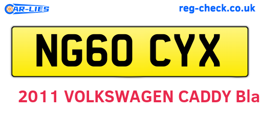 NG60CYX are the vehicle registration plates.