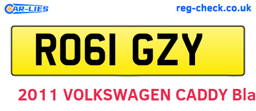 RO61GZY are the vehicle registration plates.