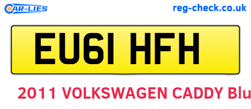 EU61HFH are the vehicle registration plates.