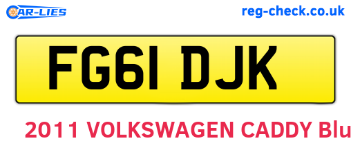 FG61DJK are the vehicle registration plates.