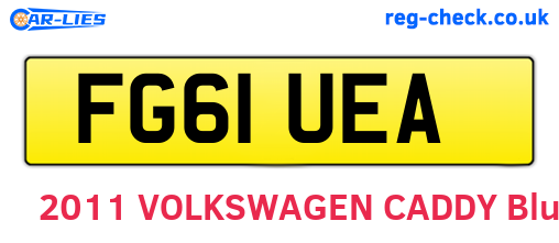 FG61UEA are the vehicle registration plates.