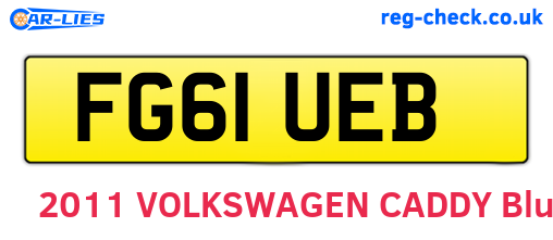FG61UEB are the vehicle registration plates.
