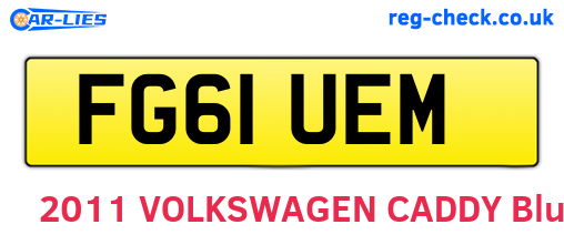 FG61UEM are the vehicle registration plates.