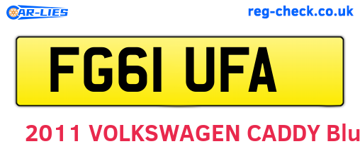 FG61UFA are the vehicle registration plates.