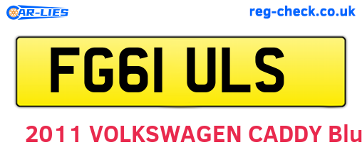 FG61ULS are the vehicle registration plates.