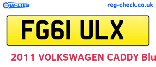 FG61ULX are the vehicle registration plates.