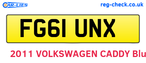 FG61UNX are the vehicle registration plates.