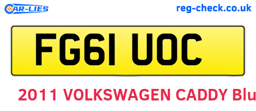 FG61UOC are the vehicle registration plates.