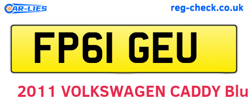 FP61GEU are the vehicle registration plates.
