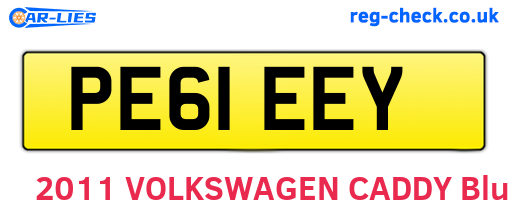 PE61EEY are the vehicle registration plates.