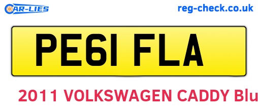 PE61FLA are the vehicle registration plates.