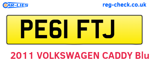 PE61FTJ are the vehicle registration plates.