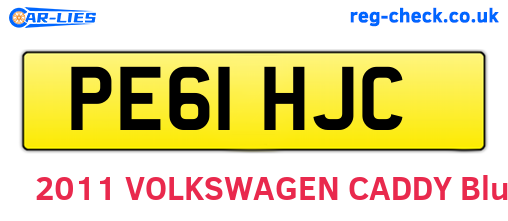 PE61HJC are the vehicle registration plates.