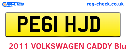 PE61HJD are the vehicle registration plates.
