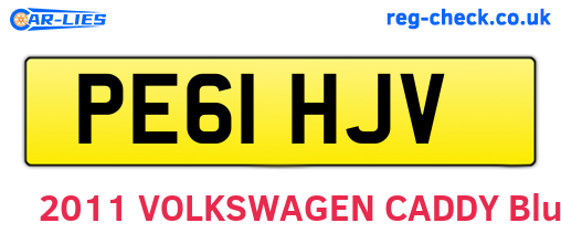 PE61HJV are the vehicle registration plates.