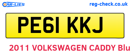 PE61KKJ are the vehicle registration plates.