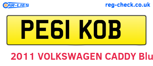 PE61KOB are the vehicle registration plates.