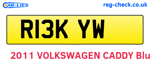 R13KYW are the vehicle registration plates.