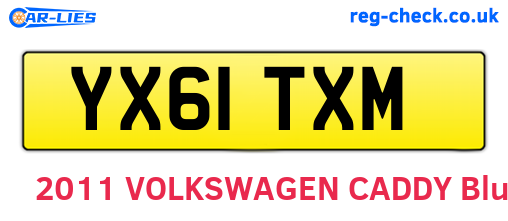 YX61TXM are the vehicle registration plates.