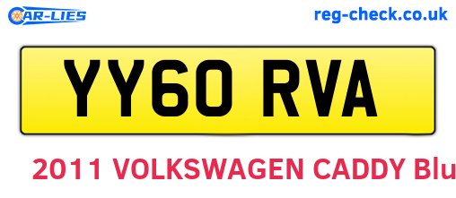 YY60RVA are the vehicle registration plates.