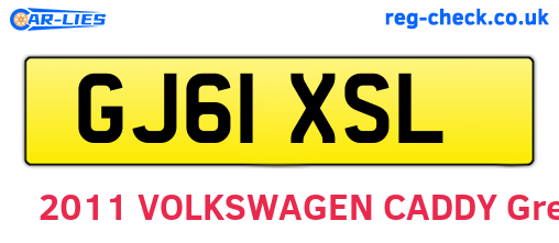 GJ61XSL are the vehicle registration plates.