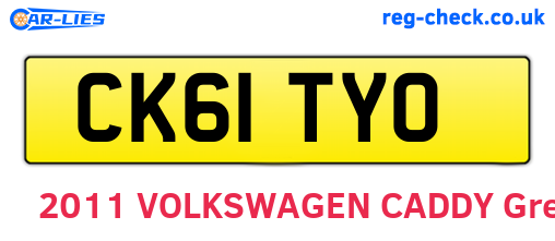 CK61TYO are the vehicle registration plates.