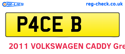 P4CEB are the vehicle registration plates.