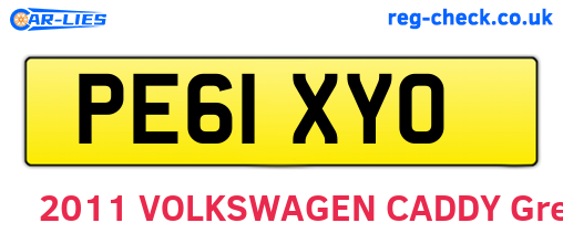 PE61XYO are the vehicle registration plates.