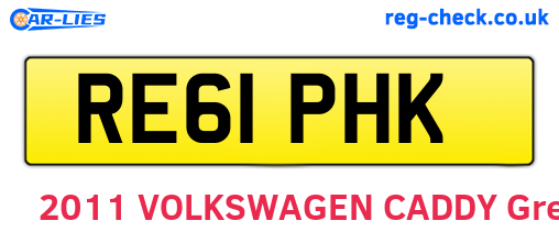 RE61PHK are the vehicle registration plates.