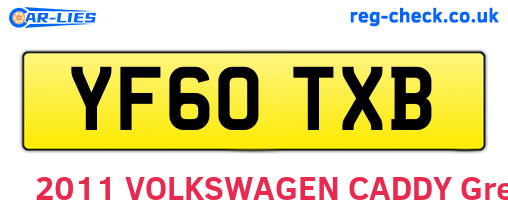YF60TXB are the vehicle registration plates.