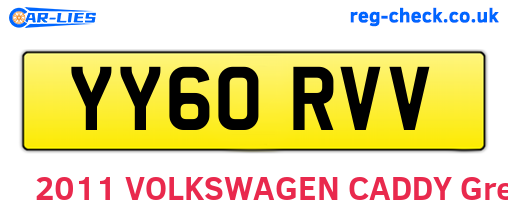 YY60RVV are the vehicle registration plates.