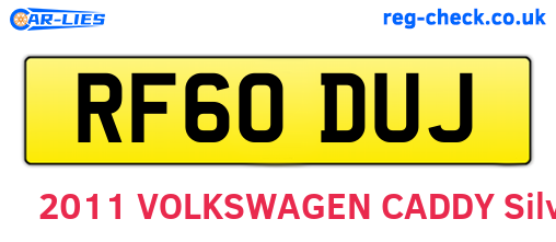RF60DUJ are the vehicle registration plates.