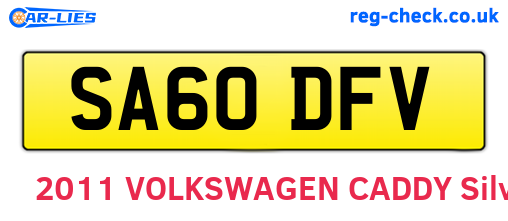 SA60DFV are the vehicle registration plates.