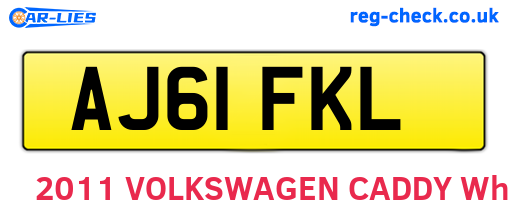 AJ61FKL are the vehicle registration plates.