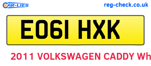 EO61HXK are the vehicle registration plates.