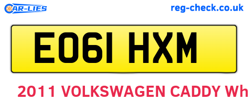 EO61HXM are the vehicle registration plates.