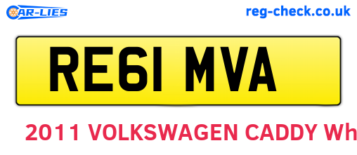 RE61MVA are the vehicle registration plates.