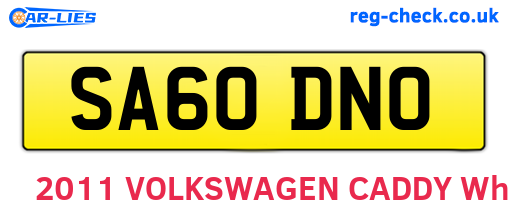 SA60DNO are the vehicle registration plates.