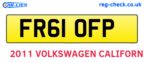 FR61OFP are the vehicle registration plates.
