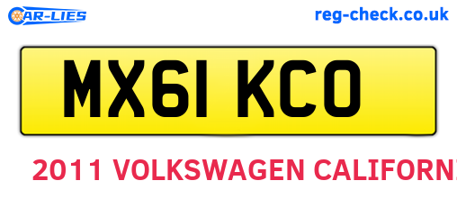 MX61KCO are the vehicle registration plates.
